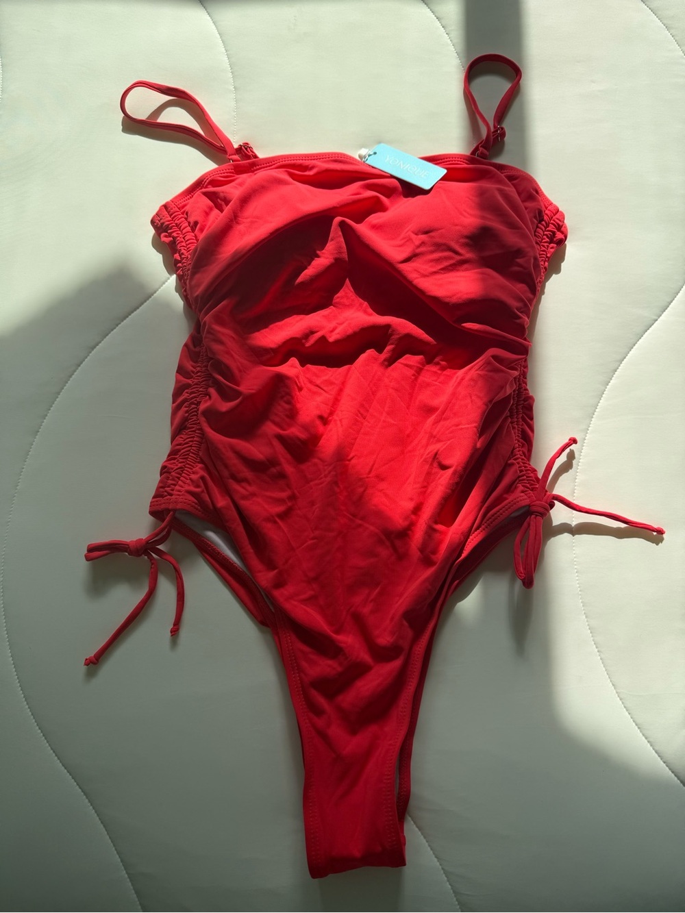 Classic Red One-Piece Swimsuit with Side Ruching